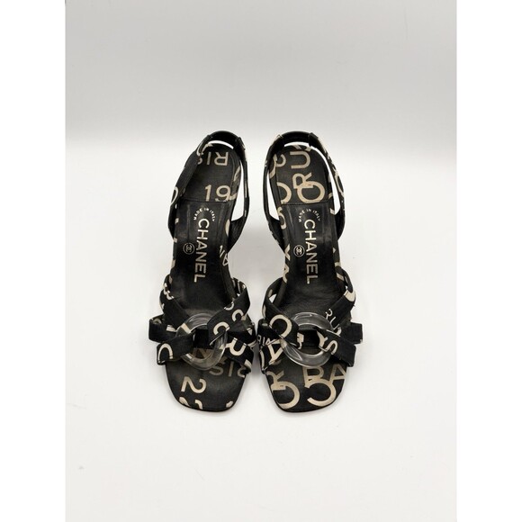 CHANEL Shoes - Chanel Black & White Rue Cambon Canvas Slingback Mules Vintage Y2K Size EU 36